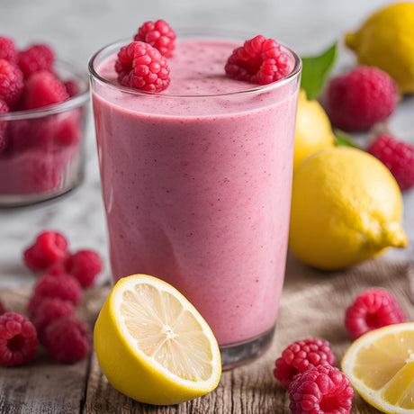image of lemon and raspberry smoothie
