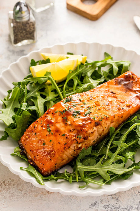 wild raspberry glazed balsamic salmon