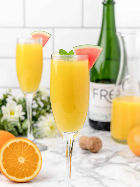 Mimosa with watermelon rosé balsamic vinegar