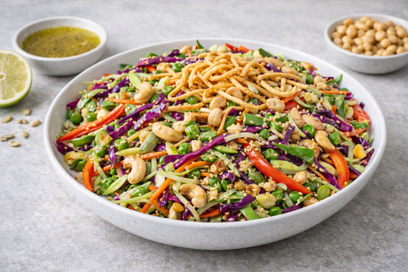 Asian style crunchy salad with Persian Lime and Honey Ginger Balsamic