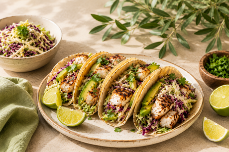 Tropical Fish Tacos with Citrus Slaw